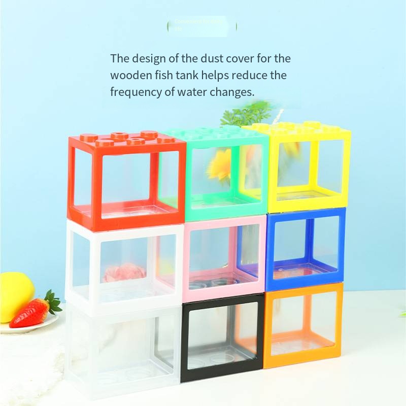 Aquarium Fish Names - Novelty Block‑Shaped Mini Aquarium Desktop Goldfish