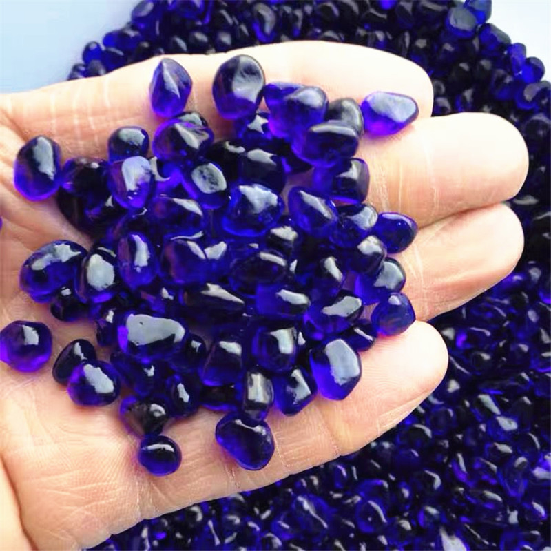 Aquarium Fish Colour - 1000g blue Glass Gravel Coloured Glaze