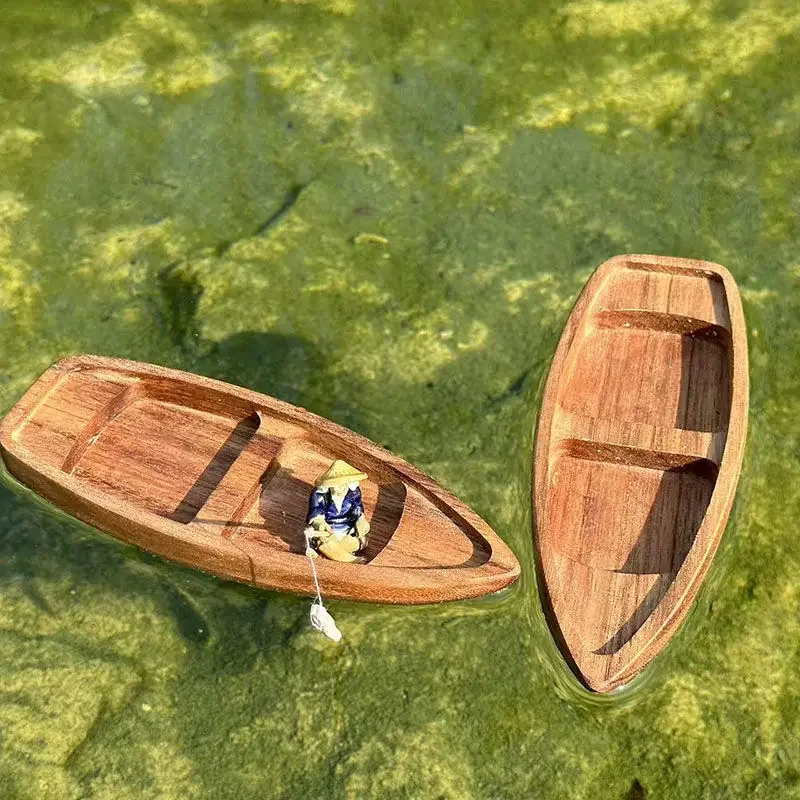 Aquarium Fish For Sale Online - Handmade Wooden Boat Mini Floating Boat
