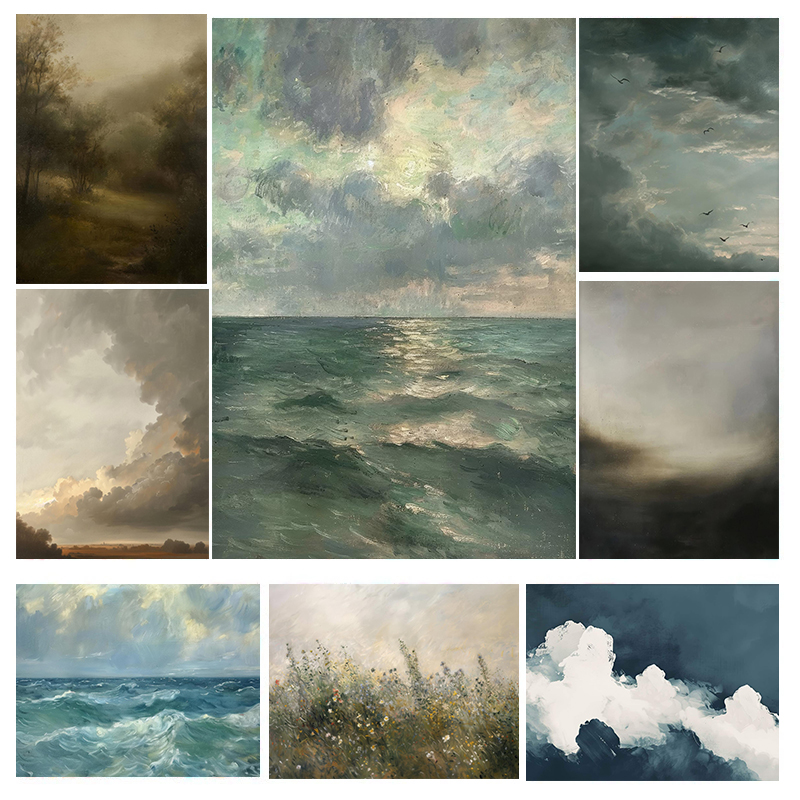 Live Plant Fertilizer - Vintage Cloud Landscape Art Posters Moody